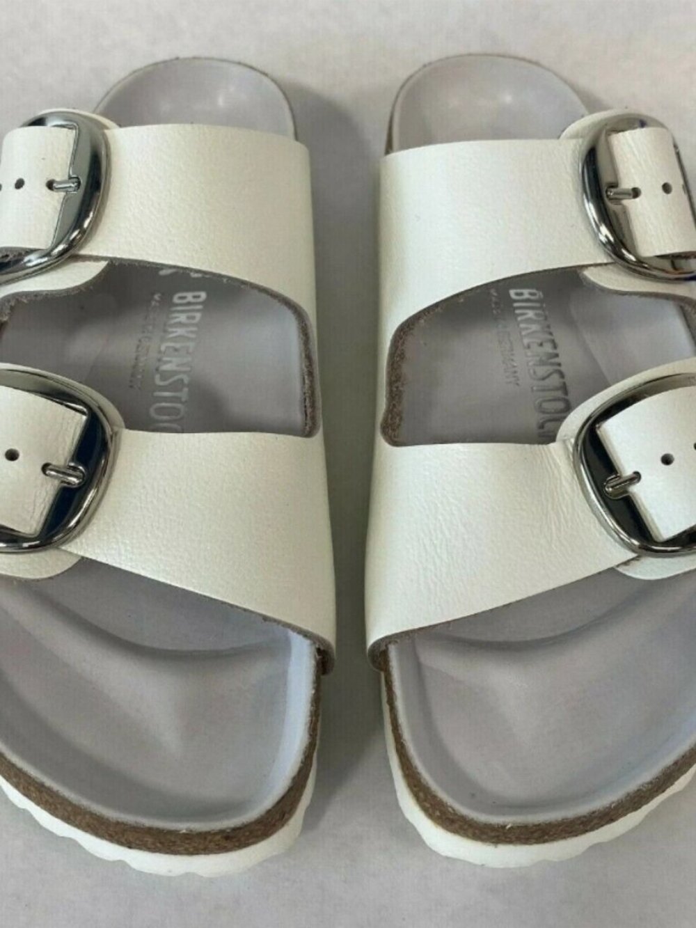 Birkenstock Arizona Big Buckle White Leather Exquisite Footbed Narrow Width
